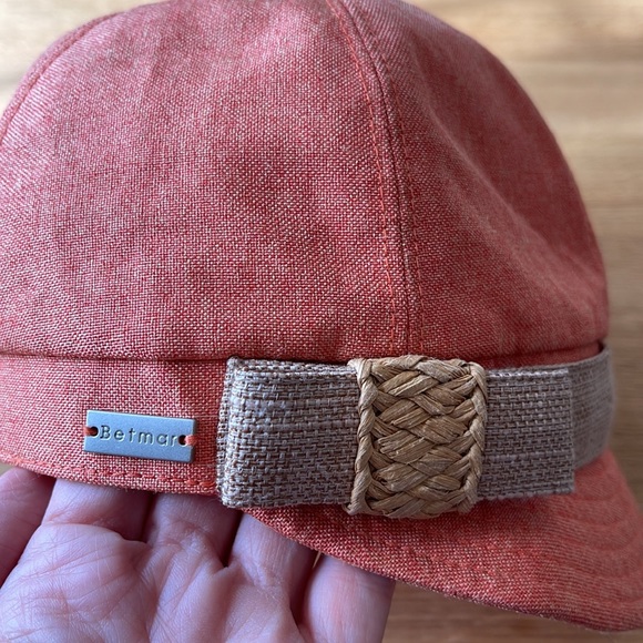 Girls Peach Pageboy Linen Hat - Perfect for Springtime. - Picture 5 of 6